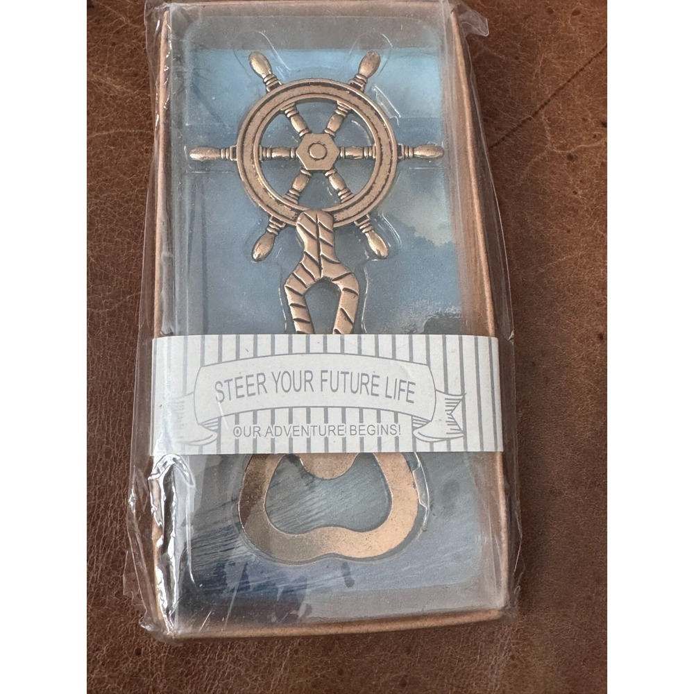 Pirate Ships Steering Wheel Gold tone Bottle Opener Metal New
